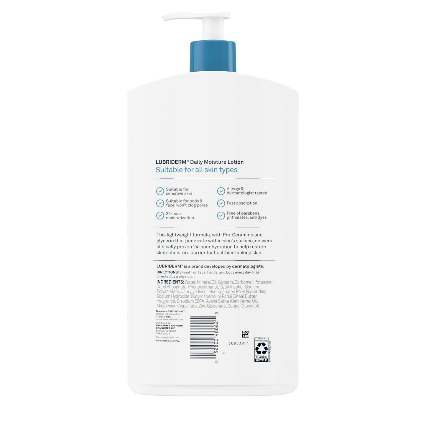Lubriderm Unscented Daily Moisture Lotion + Pro-Ceramide 24 Fl. Oz