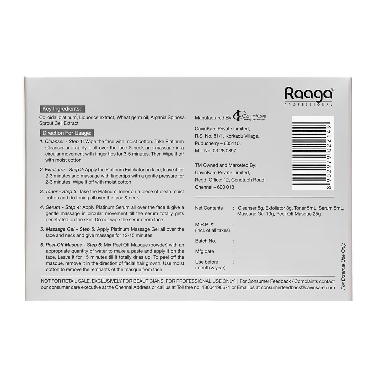 Raaga Stem Cell Infused platinum facial kit