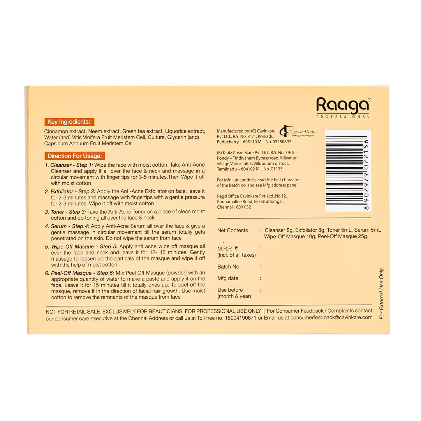 Raaga Stem Cell Infused anti-acne facial kit