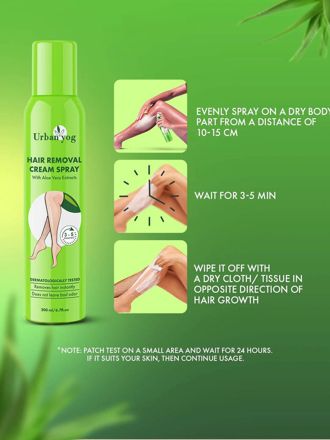 Urban Yog Hair Removal Cream Spray Aloe Vera