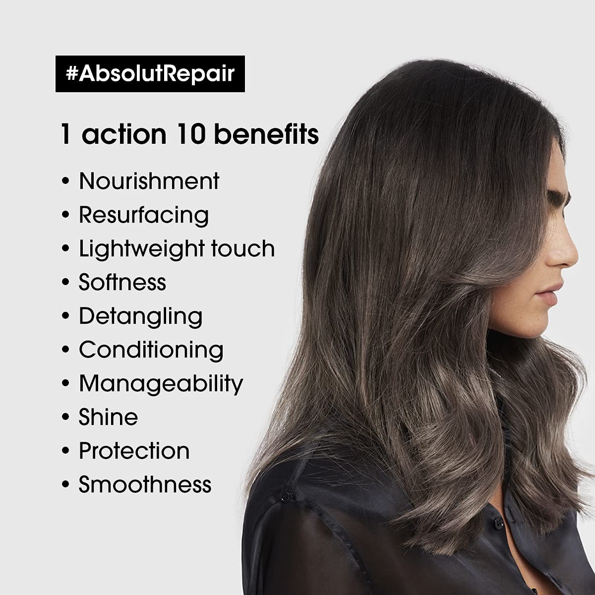 L’Oréal Professionnel Absolut Repair Oil 10-in-1 Multi-benefit Leave-In Hair Serum with Wheat Germ Oil for Dry & Damaged Hair, Serie Expert, 90ml