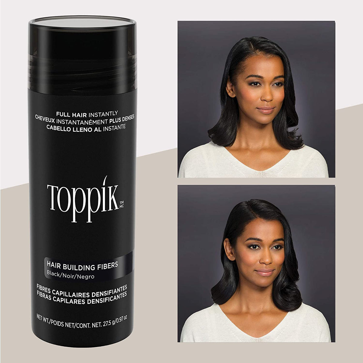 Before and after Toppik Hair Building Fibers Black