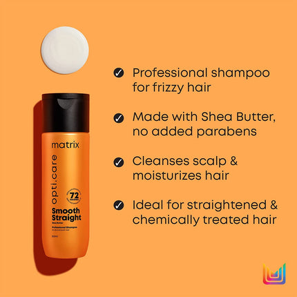 MATRIX Opti.Care Professional ANTI-FRIZZ Kit | For Salon Smooth, Straight hair | with Shea Butter | Shampoo 200ml + Conditioner 98g + Hair Serum 100ml