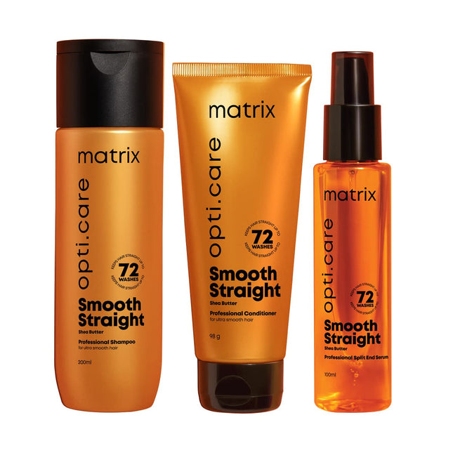 MATRIX Opti.Care Professional ANTI-FRIZZ Kit | For Salon Smooth, Straight hair | with Shea Butter | Shampoo 200ml + Conditioner 98g + Hair Serum 100ml