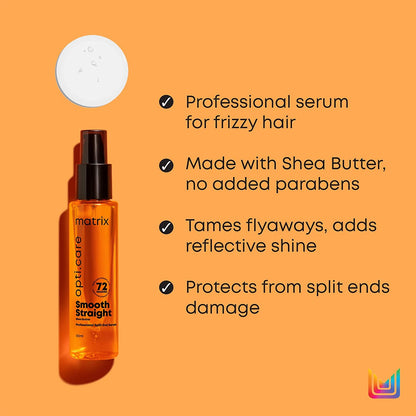 MATRIX Opti.Care Professional ANTI-FRIZZ Kit | For Salon Smooth, Straight hair | with Shea Butter | Shampoo 200ml + Conditioner 98g + Hair Serum 100ml