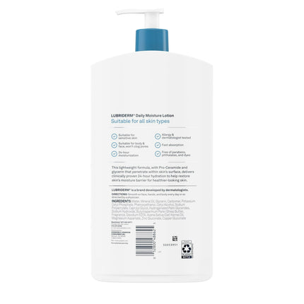 Lubriderm Unscented Daily Moisture Lotion + Pro-Ceramide 24 Fl. Oz
