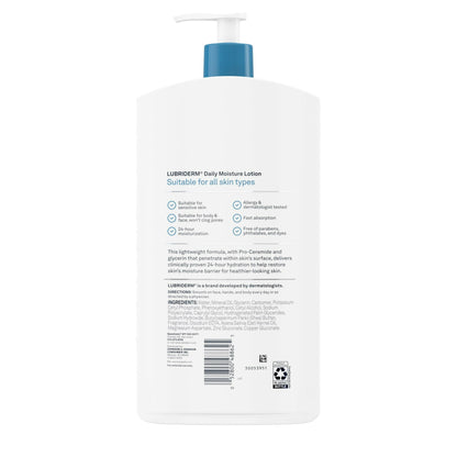 Lubriderm Unscented Daily Moisture Lotion + Pro-Ceramide 24 Fl. Oz