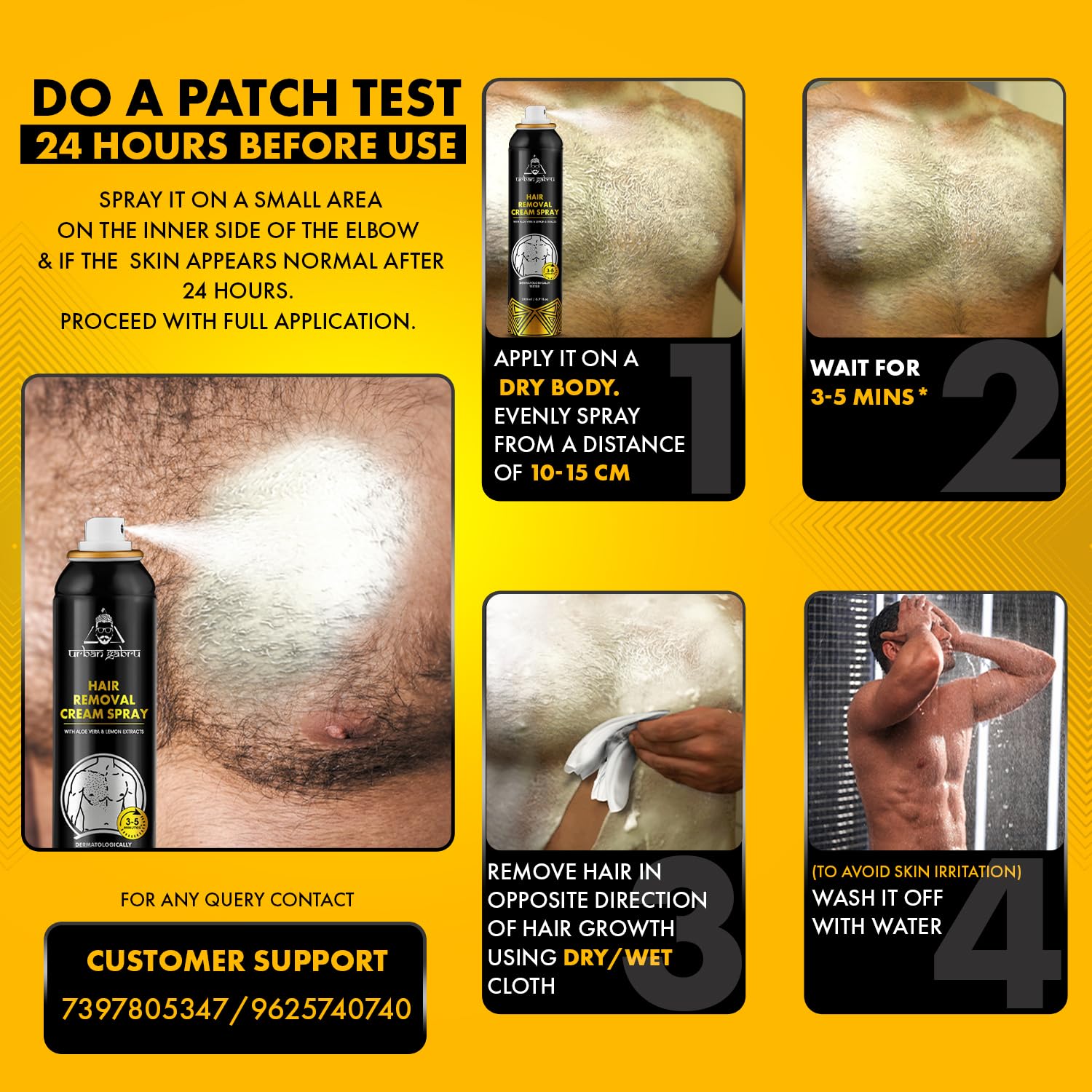 Urban Gabru Hair Removal Cream Spray Lemon