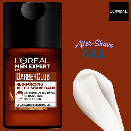 L'Oreal Men Expert BarberClub after-shave balm on a brown background