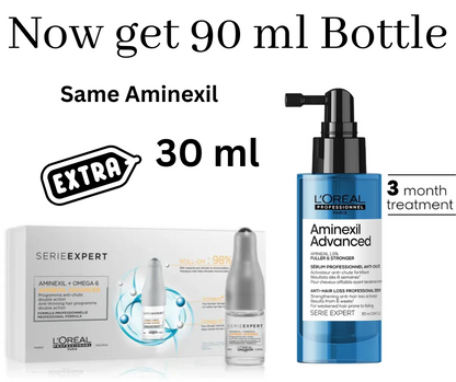 L'Oreal Serie Expert Aminexil Advanced product with packaging and text on a white background