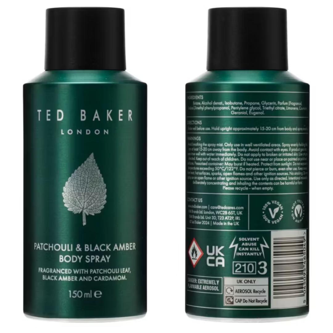 Ted Baker Patchouli & Black Amber Body Spray