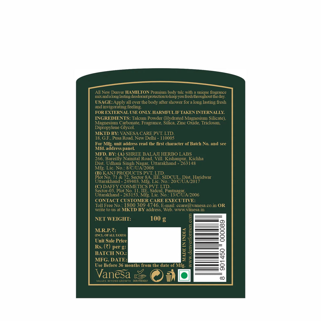 Denver Hamilton Premium Body Talc