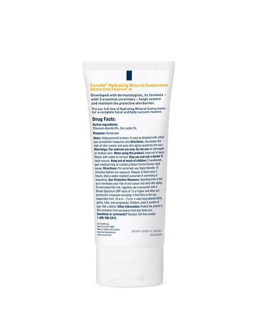 CeraVe Hydrating Mineral Sunscreen SPF30