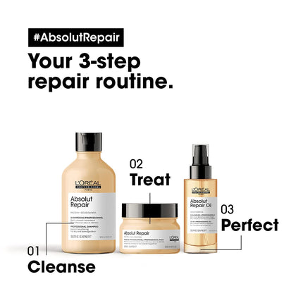 L’Oréal Professionnel Absolut Repair Oil 10-in-1 Multi-benefit Leave-In Hair Serum with Wheat Germ Oil for Dry & Damaged Hair, Serie Expert, 90ml