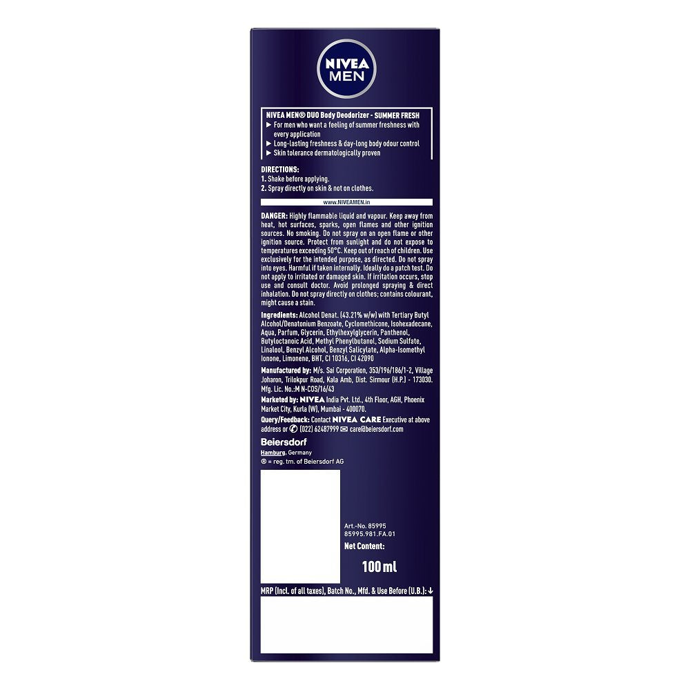 Nivea Men Duo Deodorant- Summer Fresh