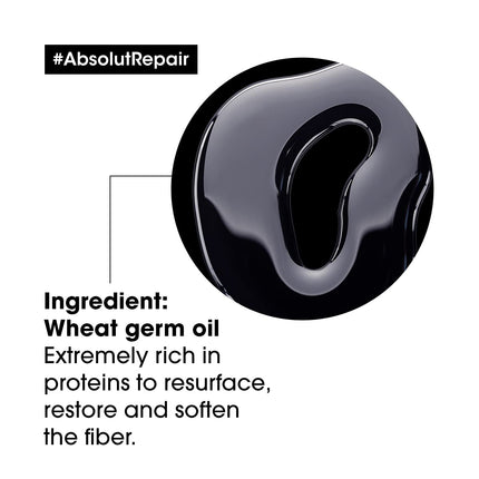 L'Oréal Professionnel Absolut Repair Oil Sérum capilar multibeneficios 10 en 1 sin enjuague con aceite de germen de trigo para cabello seco y dañado, Serie Expert, 90 ml