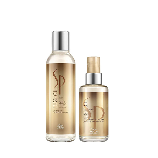 Wella Professionals SP Luxeoil Shampooing 200 ml et Elixir Reconstructeur 30 ml pour la Protection de la Kératine, 2 Pièces 