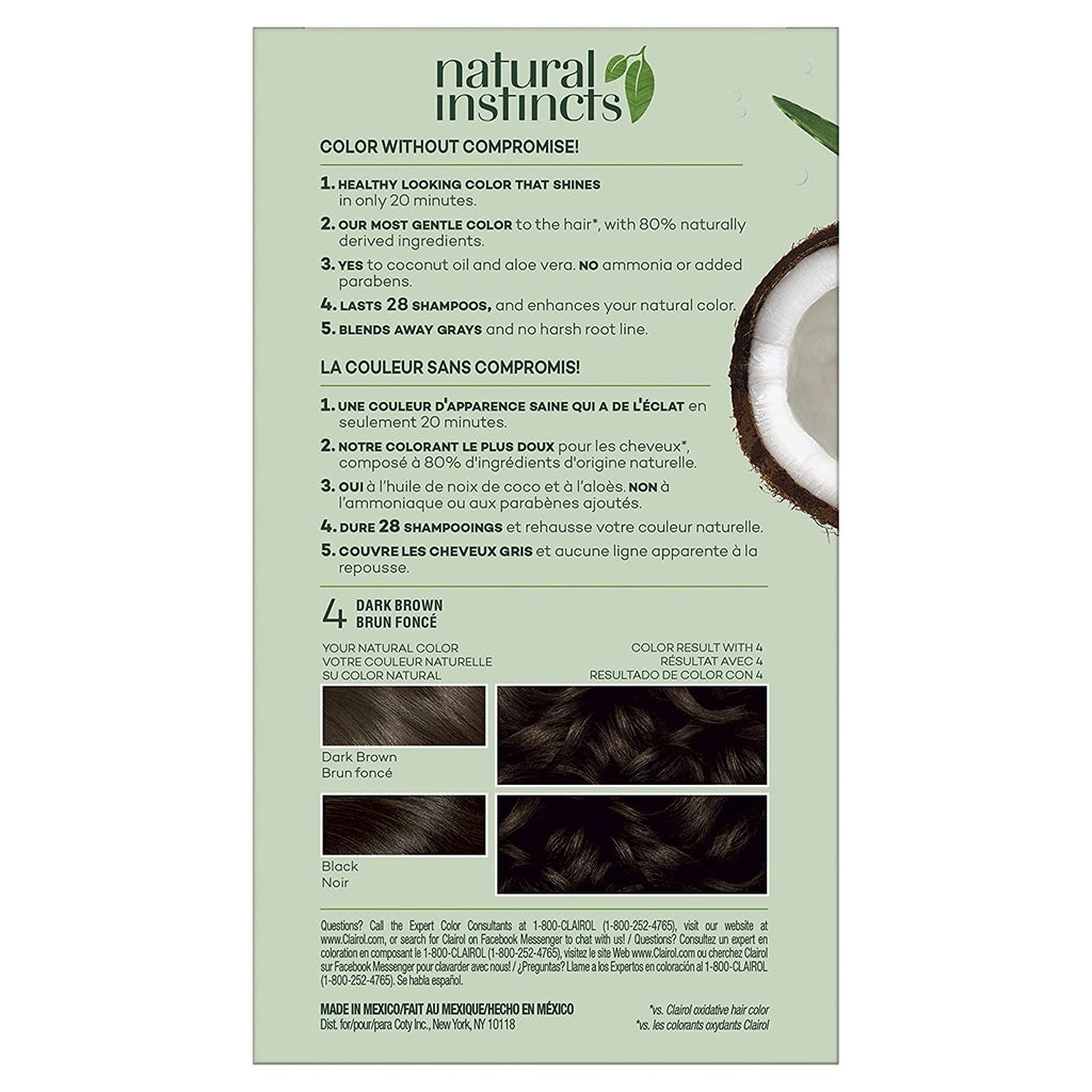Clairol Natural Instincts Hair Color 4 Dark Brown