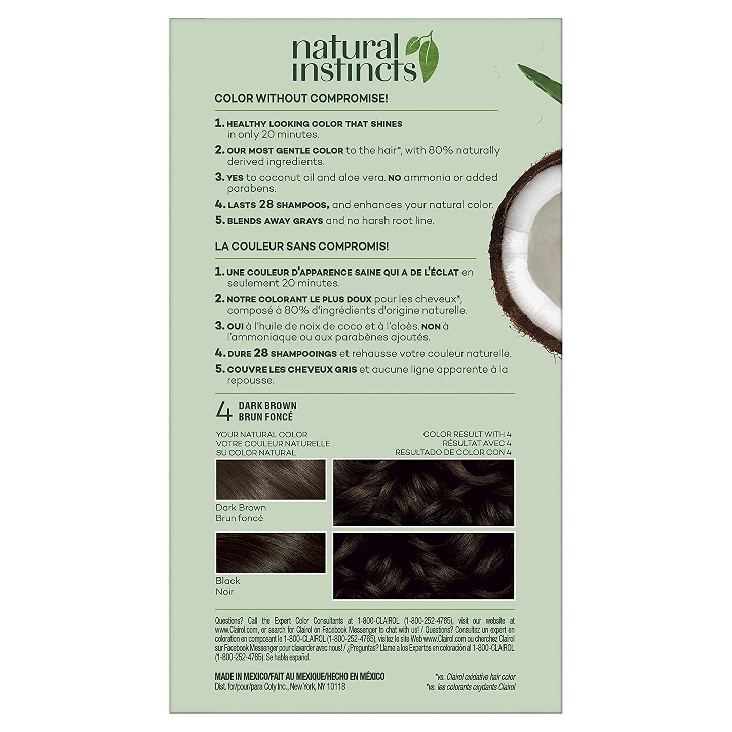 Clairol Natural Instincts Hair Color 4 Dark Brown