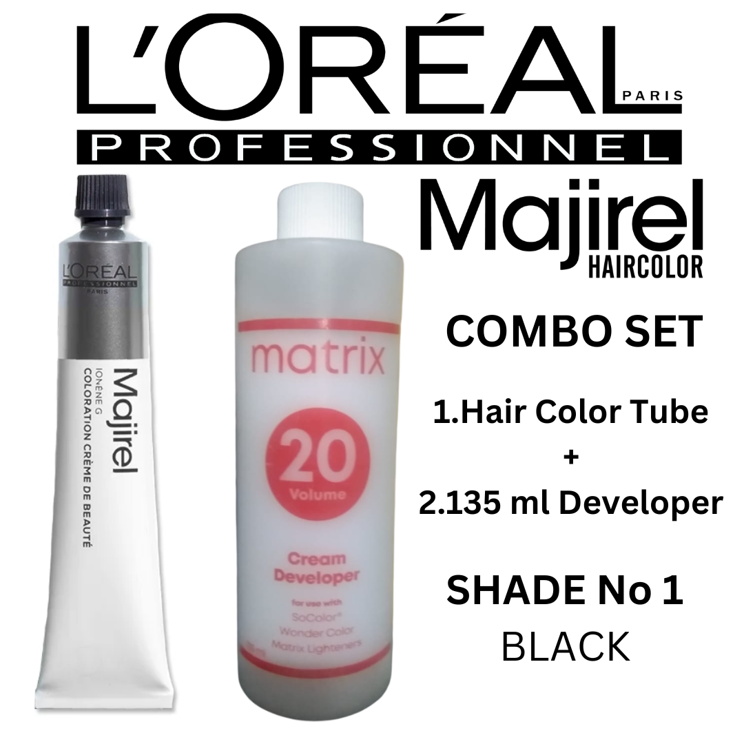 Majirel Hair Color No 1 with 100ml Developer