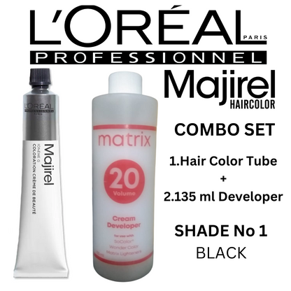 Majirel Hair Color No 1 with 100ml Developer