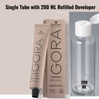 Con 200 ml de revelador rellenable, 20 vol. (dos usos), longitud media