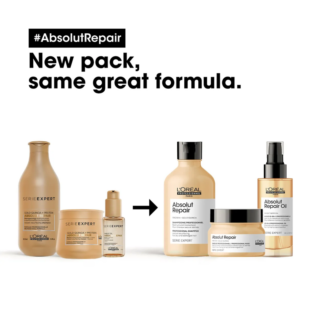 L'Oreal Professionnel Absolut Repair Shampoo 300ml, Hair Mask 250gm & Hair Serum 90ml, Serie Expert