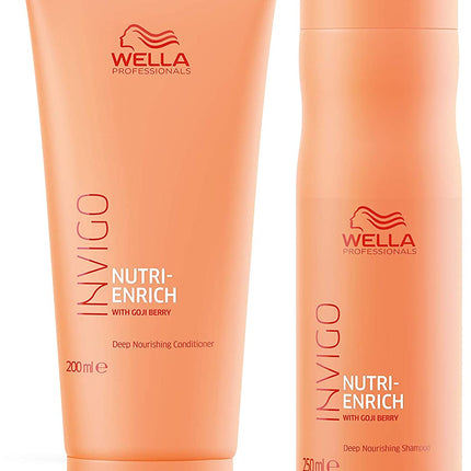 Champú nutritivo profundo INVIGO Nutri Enrich de Wella Professionals, 250 ml, y acondicionador, 200 ml, dúo para cabello seco y dañado